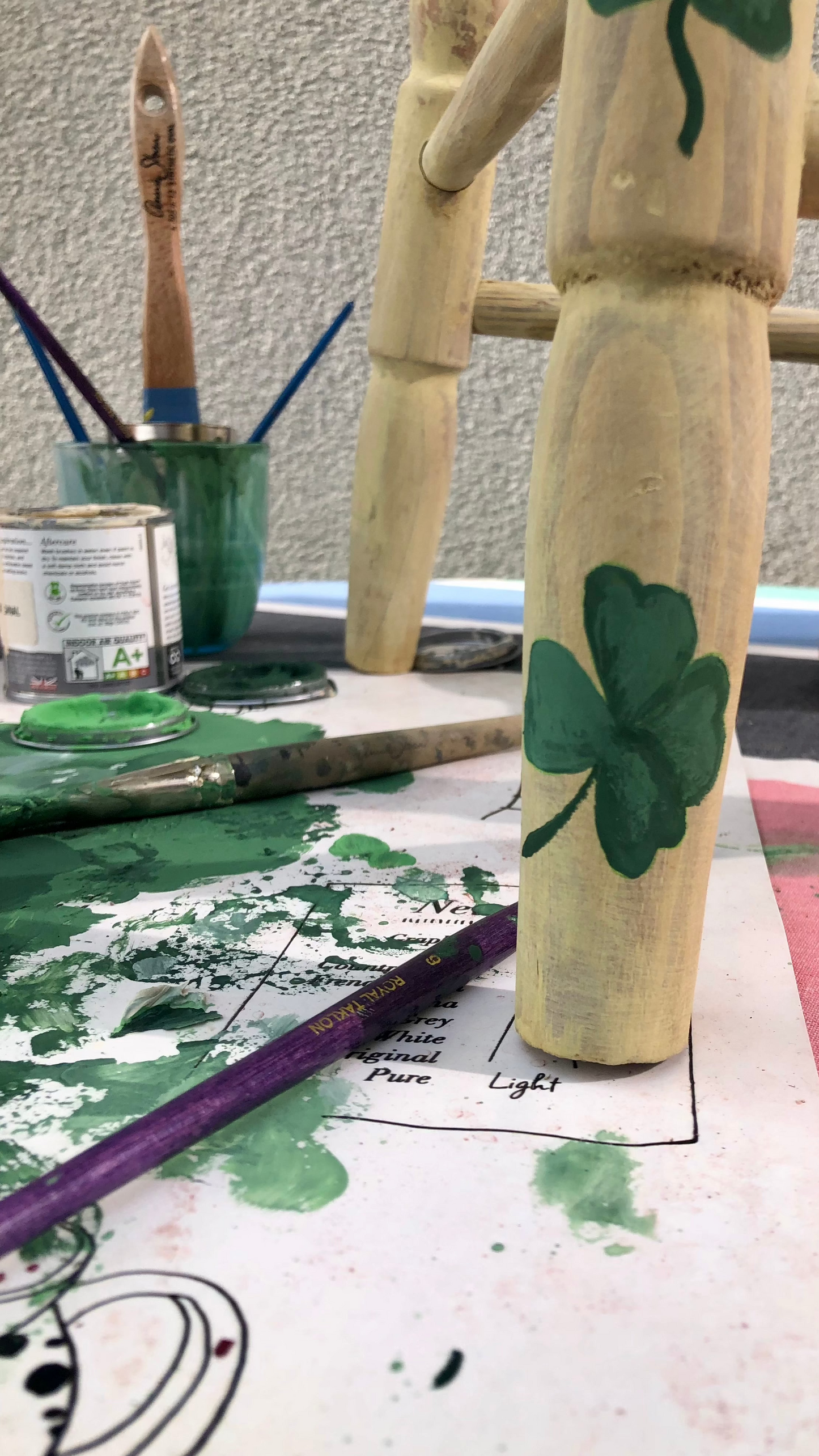 Hand-painted "Lucky Charm" clover bar stool