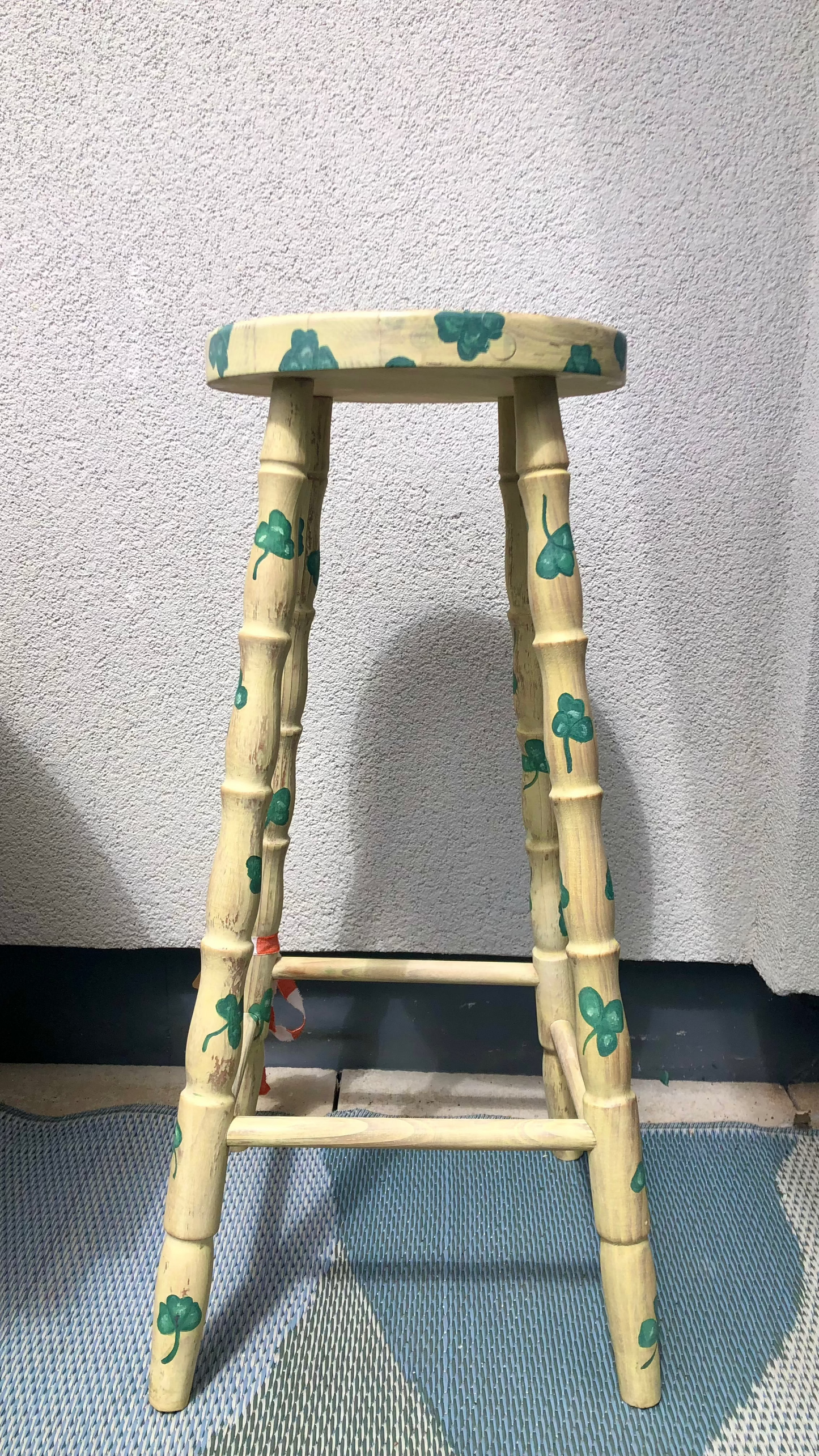 Hand-painted "Lucky Charm" clover bar stool