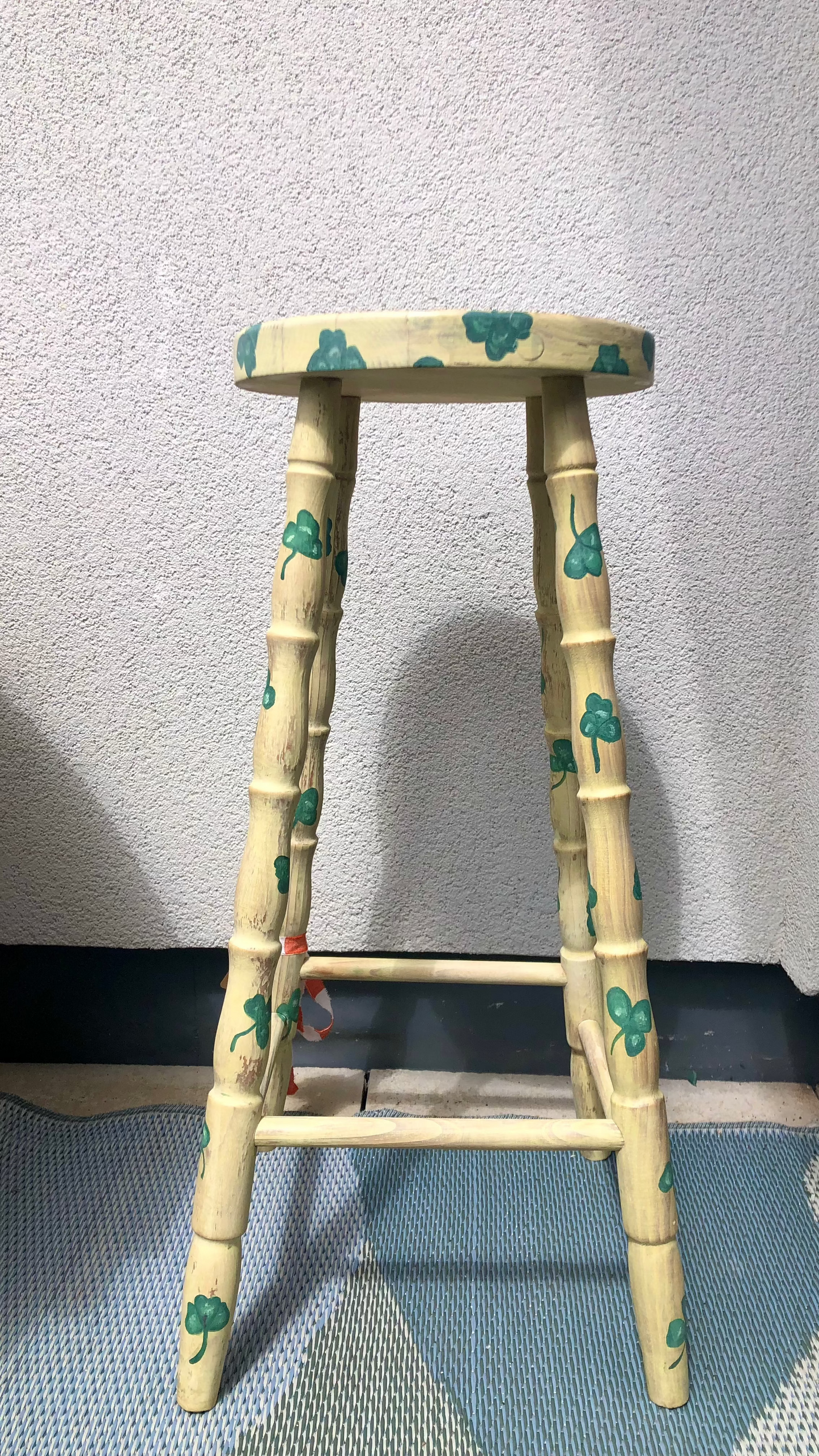 Hand-painted "Lucky Charm" clover bar stool