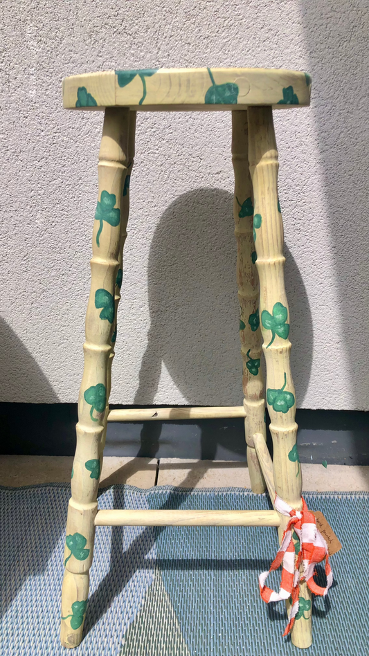 Hand-painted "Lucky Charm" clover bar stool