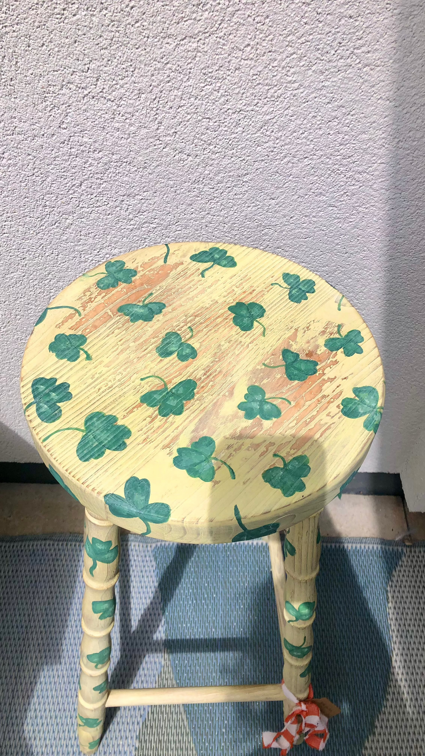 Hand-painted "Lucky Charm" clover bar stool