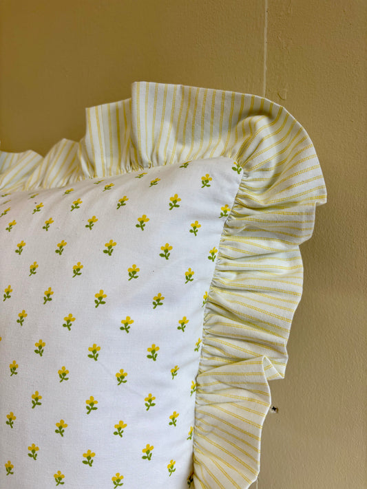 Handmade ruffle cushion from vintage Laura Ashley - Cottage Sprig and Amy