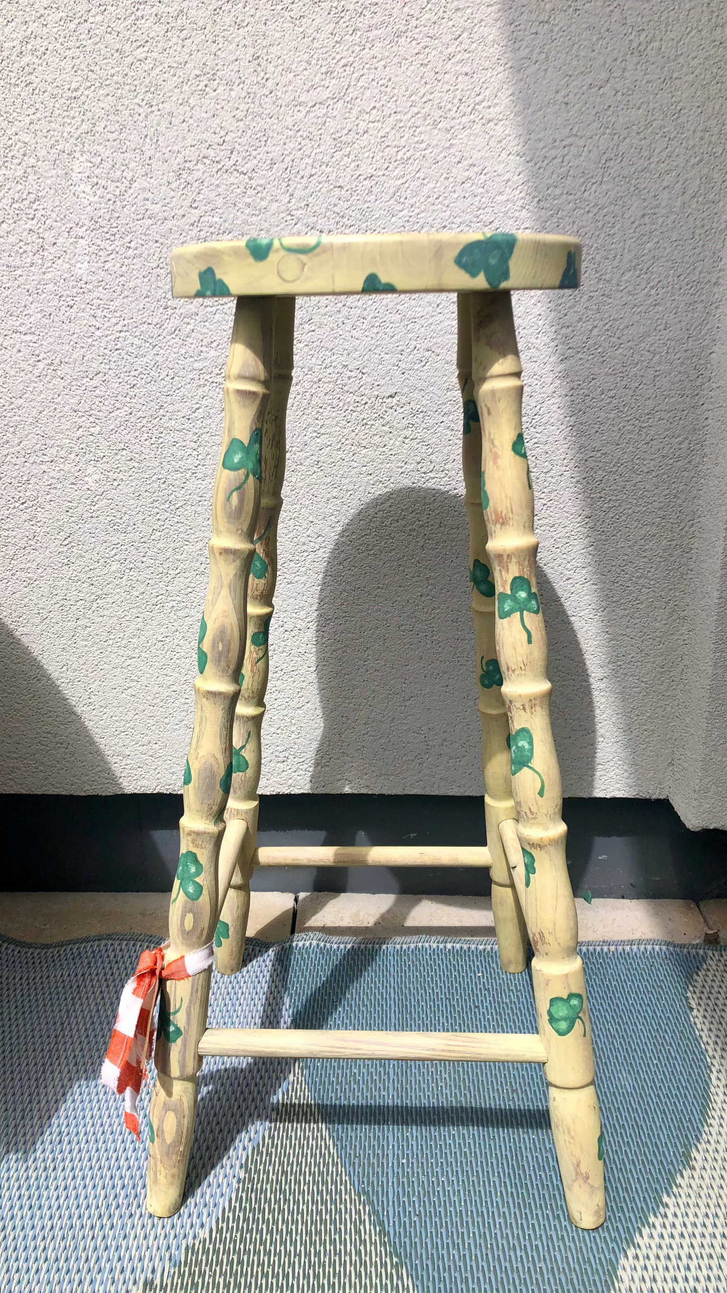 Hand-painted "Lucky Charm" clover bar stool