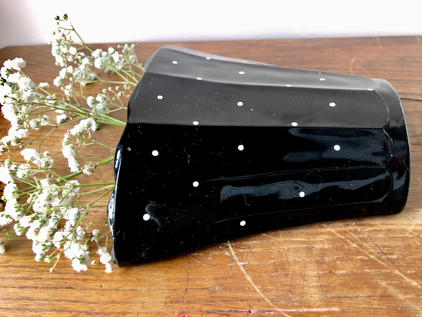Ceramic Wall Pocket Vase with Polka Dot Design