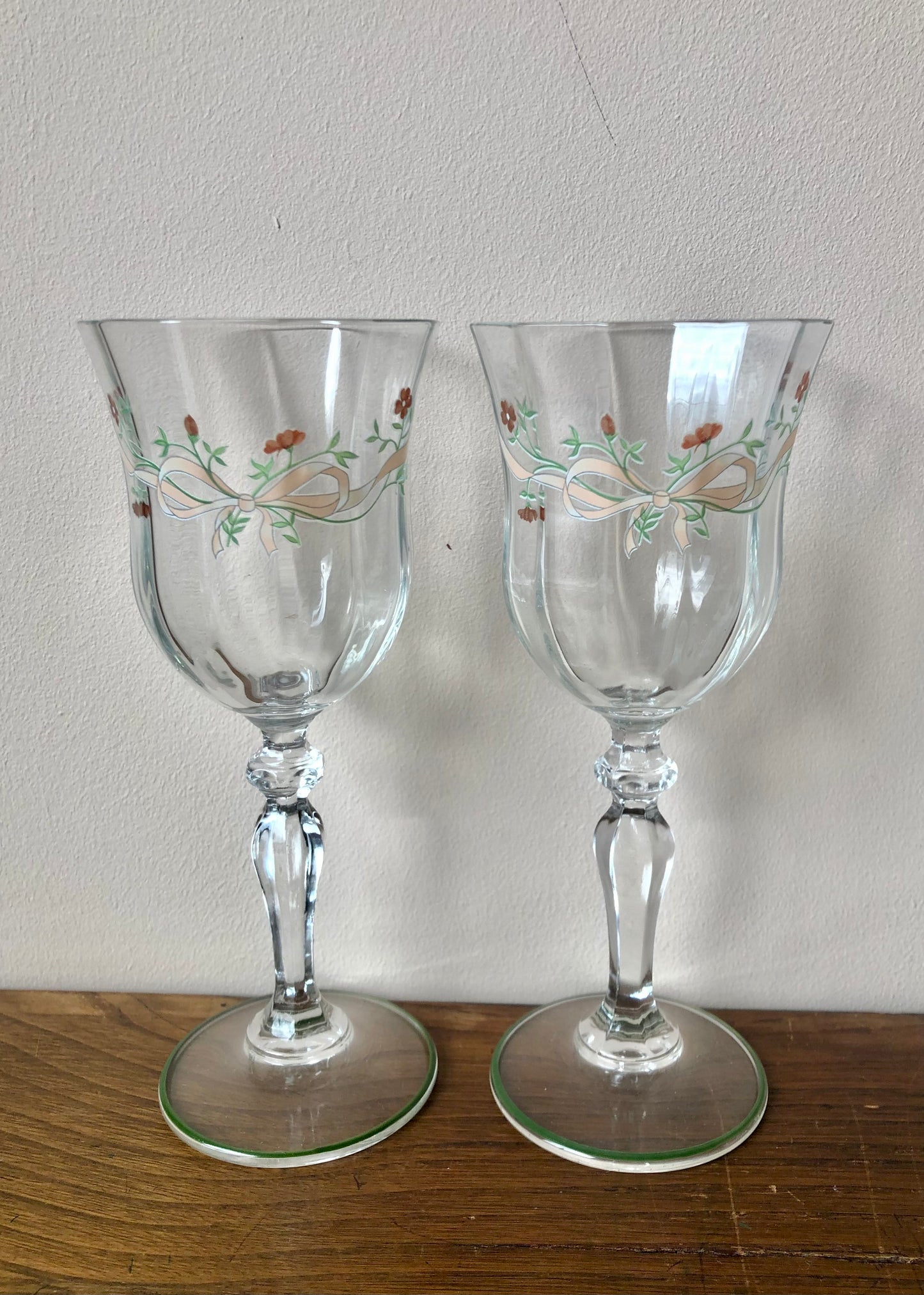 Pair of Johnson Brothers Eternal Beau Wine Glasses