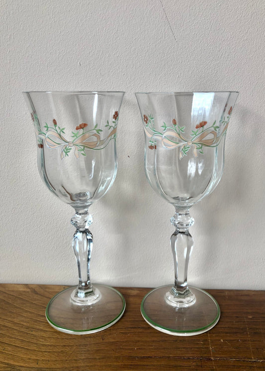 Pair of Johnson Brothers Eternal Beau Wine Glasses