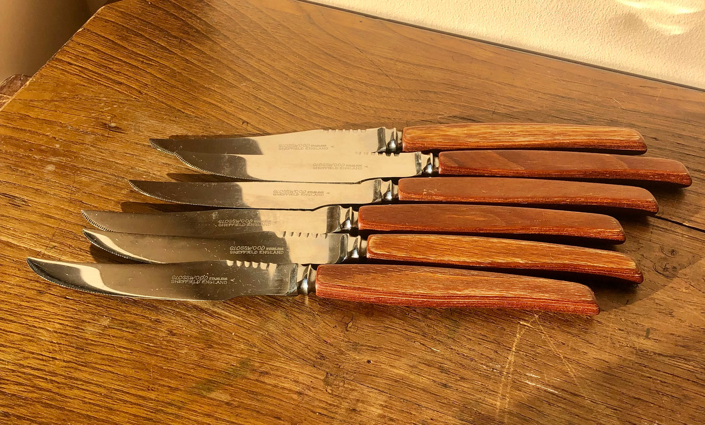 Glosswood Mid-Century Vintage Steak Knife Set - Set of 6