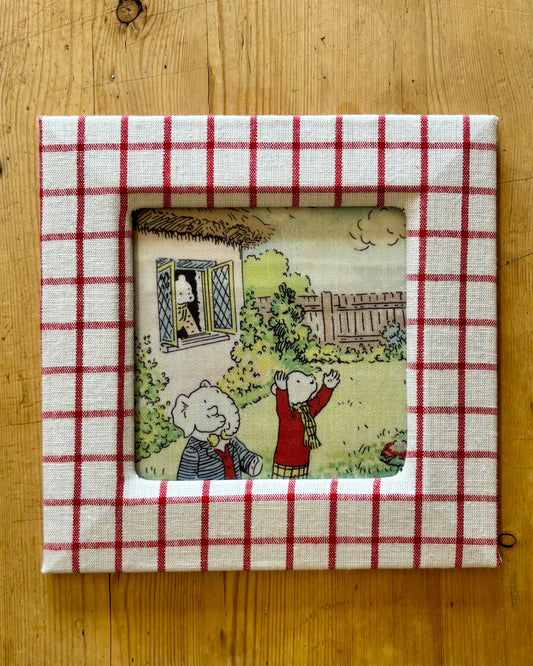 Set of 3 Vintage Rupert Bear Framed Linen Pictures