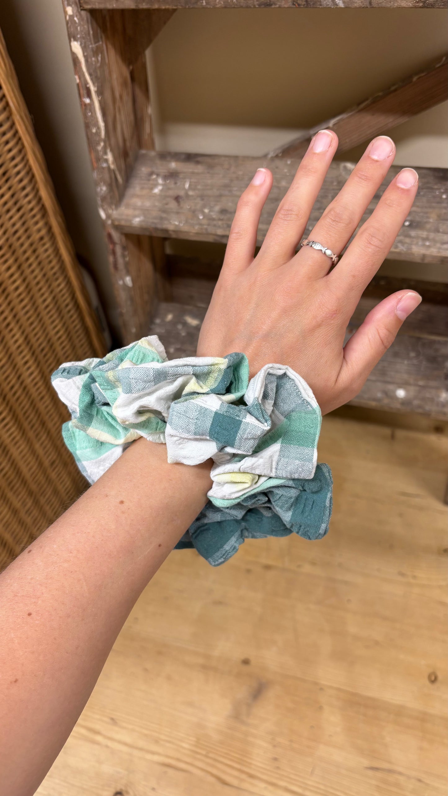 Scrappy Scrunchie - green check