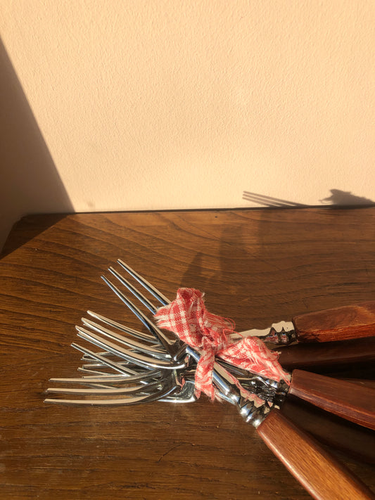 Glosswood Mid-Century Vintage Fork Set - Set of 6