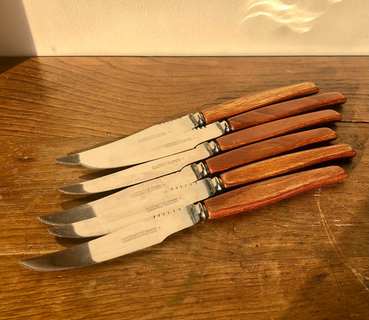 Glosswood Mid-Century Vintage Steak Knife Set - Set of 6