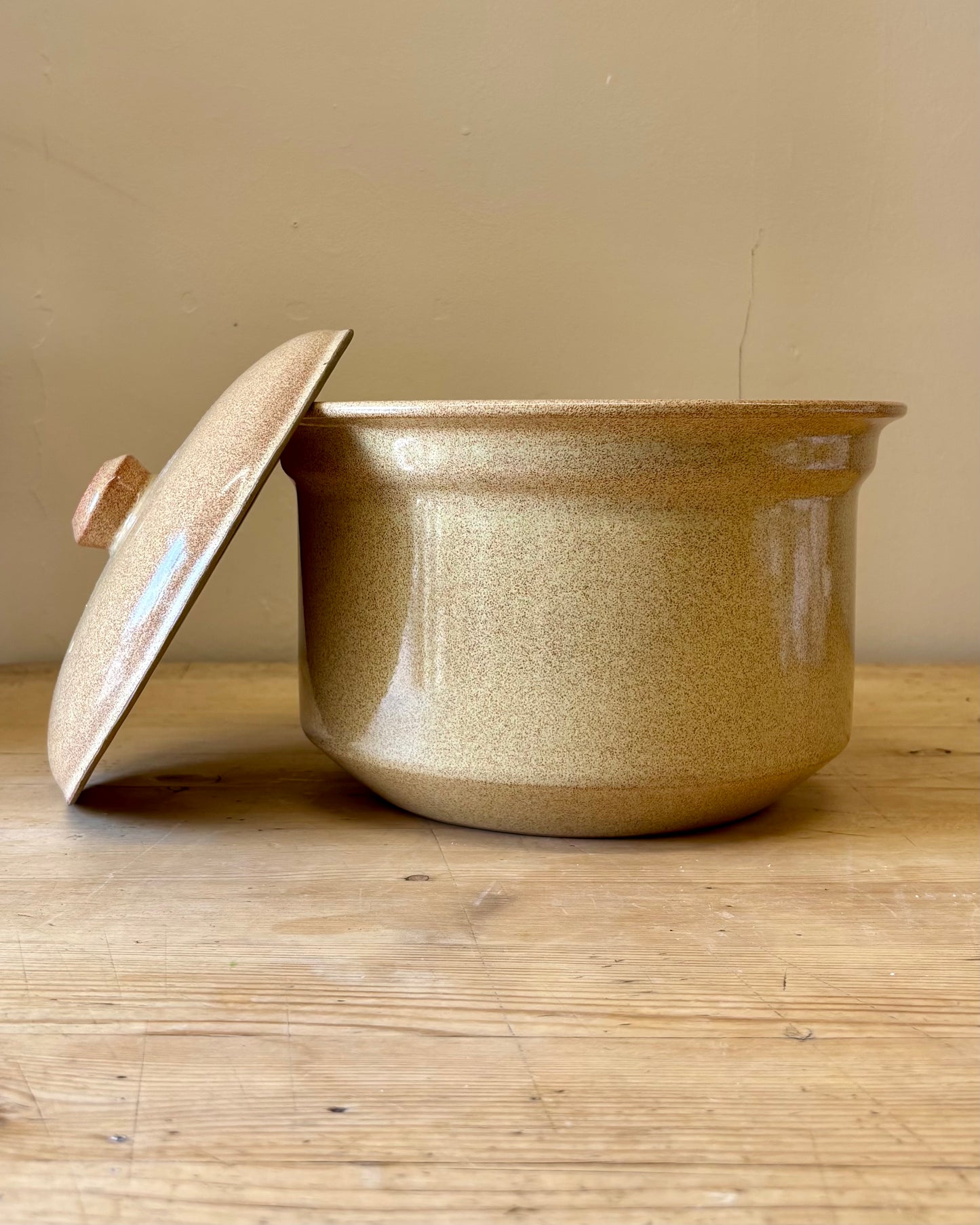 Vintage Speckled Stoneware 3L Crock Pot / Casserole Dish