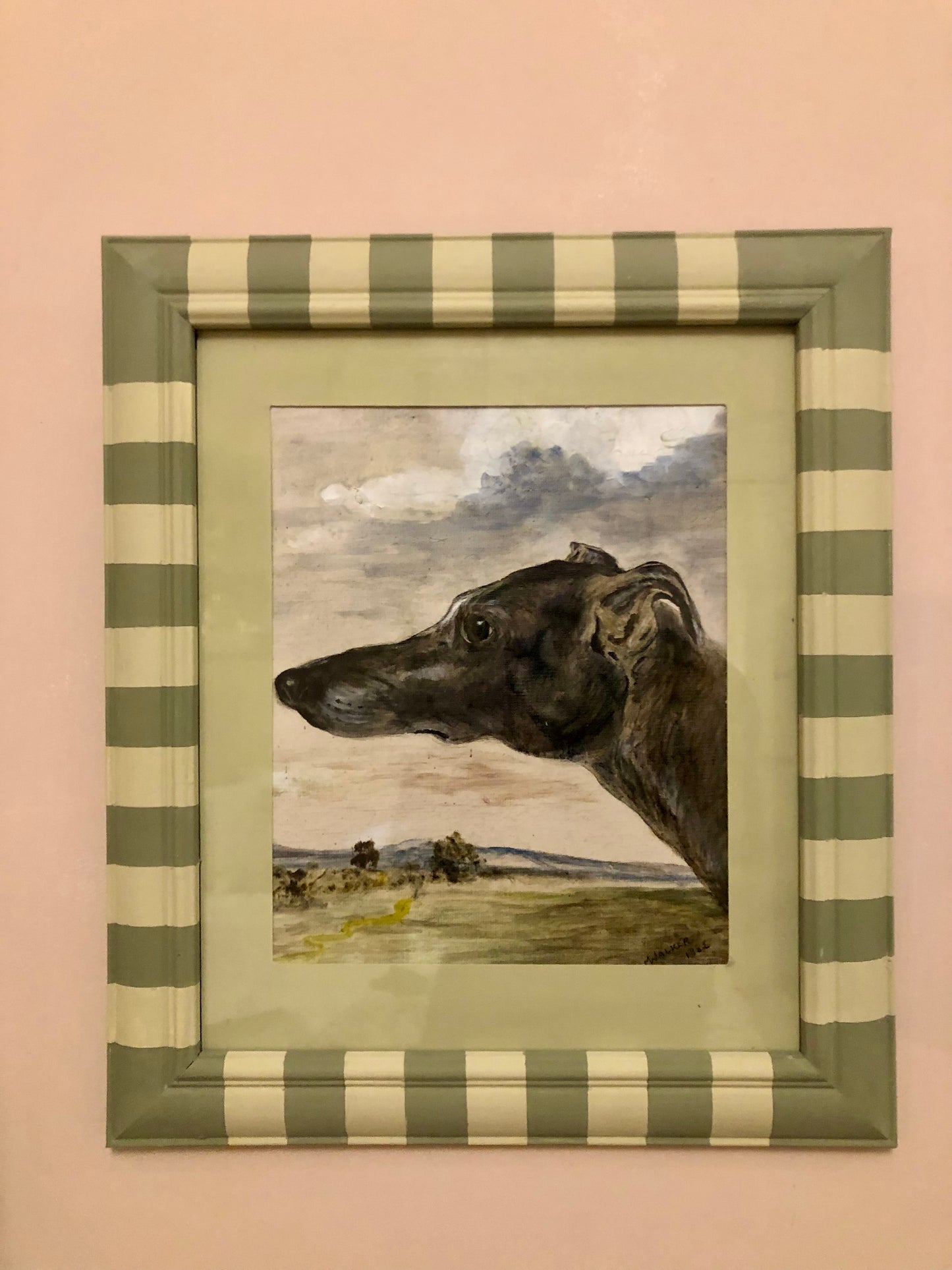 Vintage greyhound painting