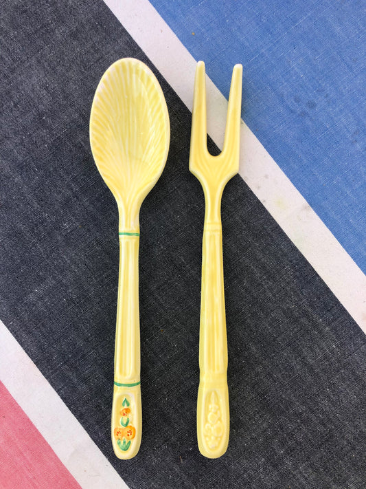 Pair of vintage tuscan salad servers