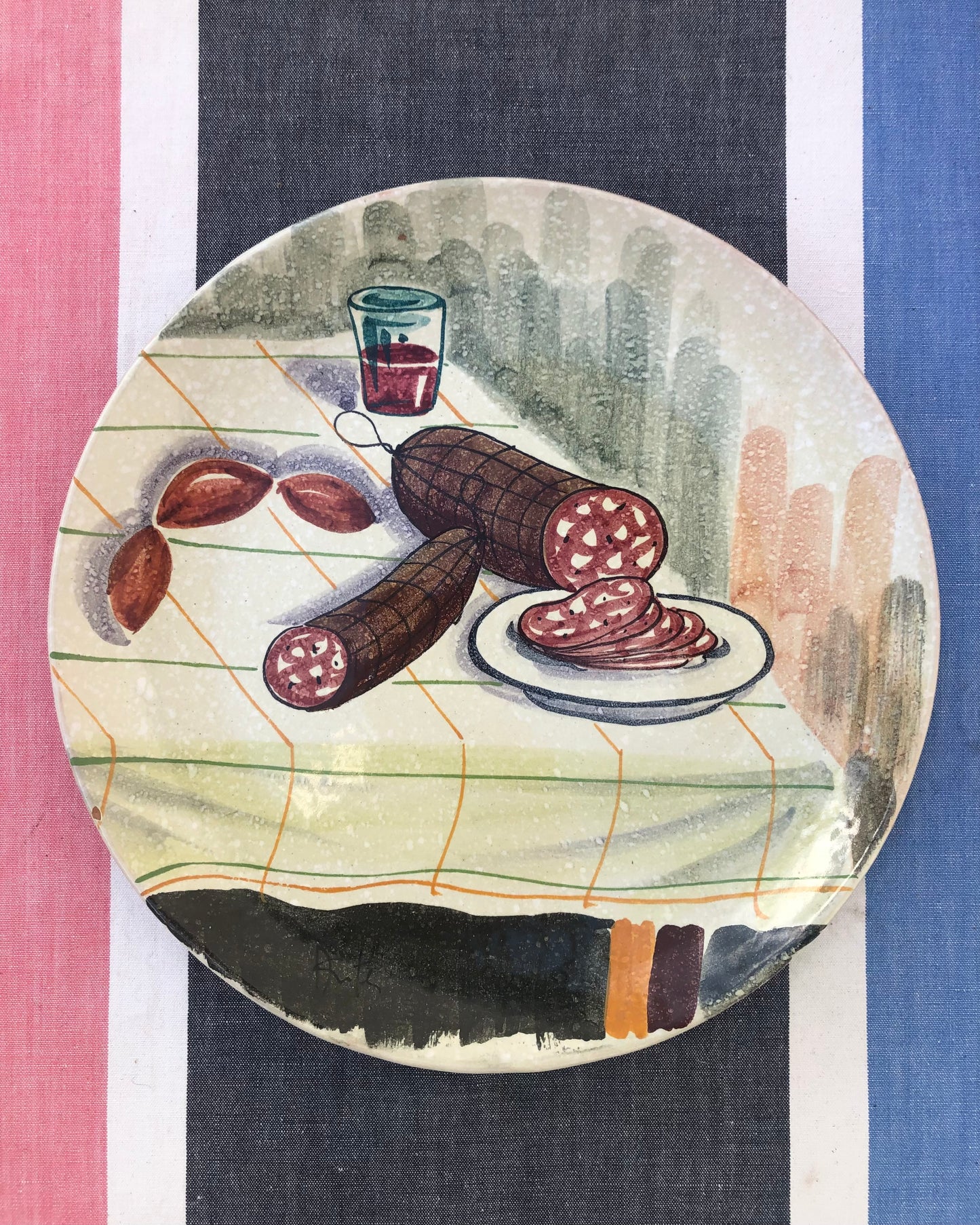 Italian Mid-Century Hand-Painted ‘Salami' Wall Plate