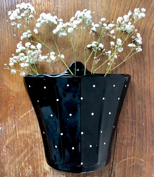 Ceramic Wall Pocket Vase with Polka Dot Design