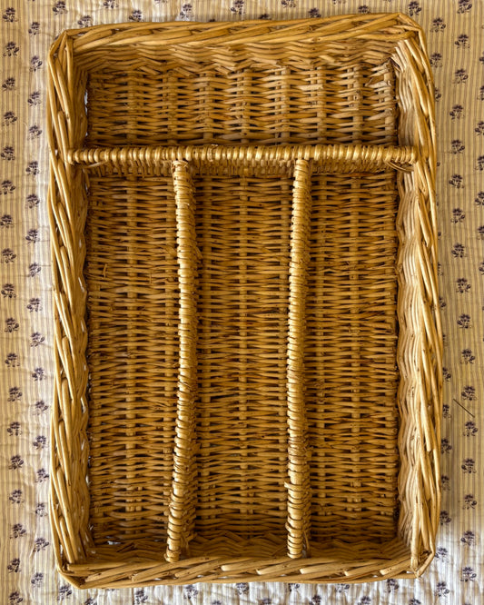 Vintage Wicker Cutlery Tray