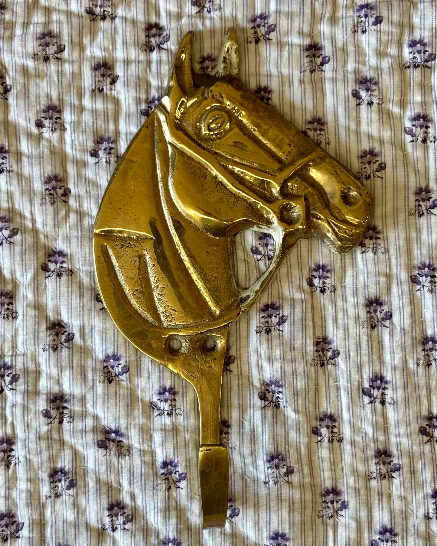 Vintage Brass Horse Head Wall Hook