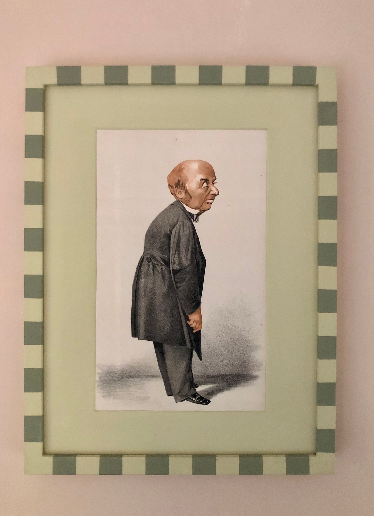 Vanity Fair "An Irish Baronet" 1872 Lithograph in Hand-Painted Frame