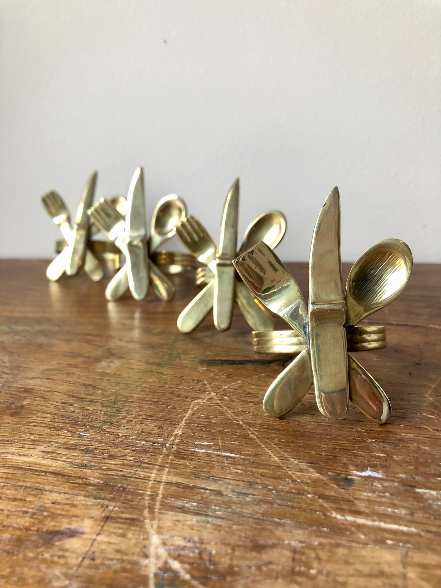 Set of Four Brass Napkin Rings