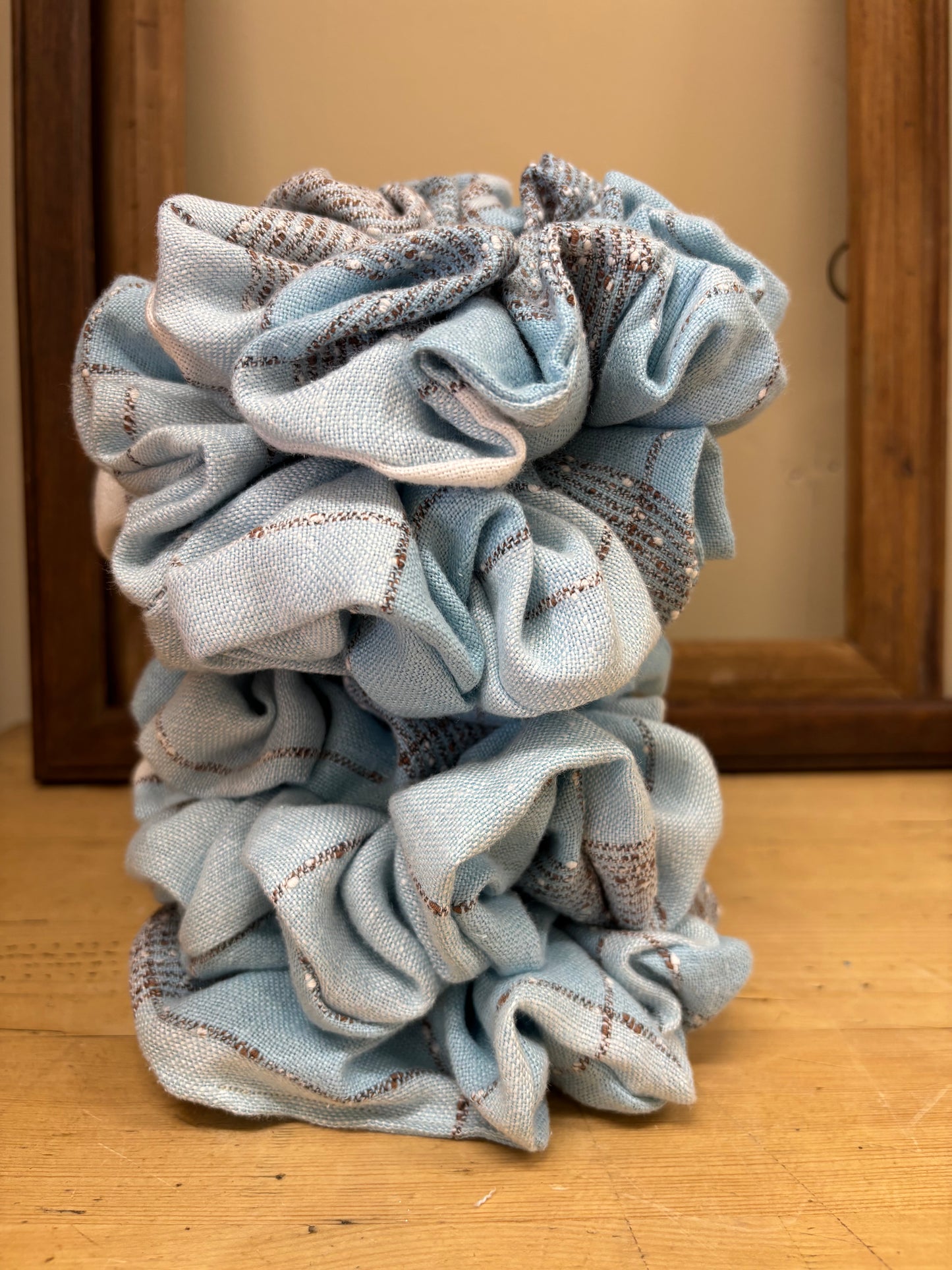 Scrappy Scrunchie - blue and white check