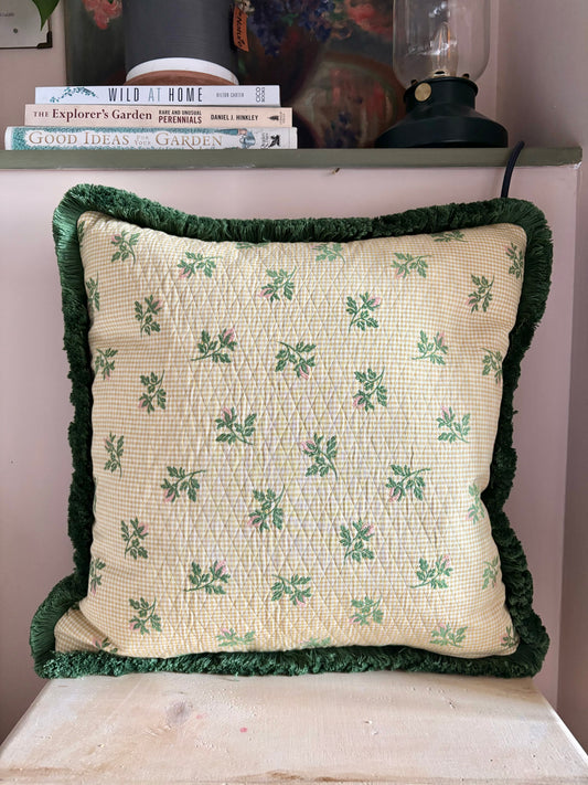 Gingham fringe cushion