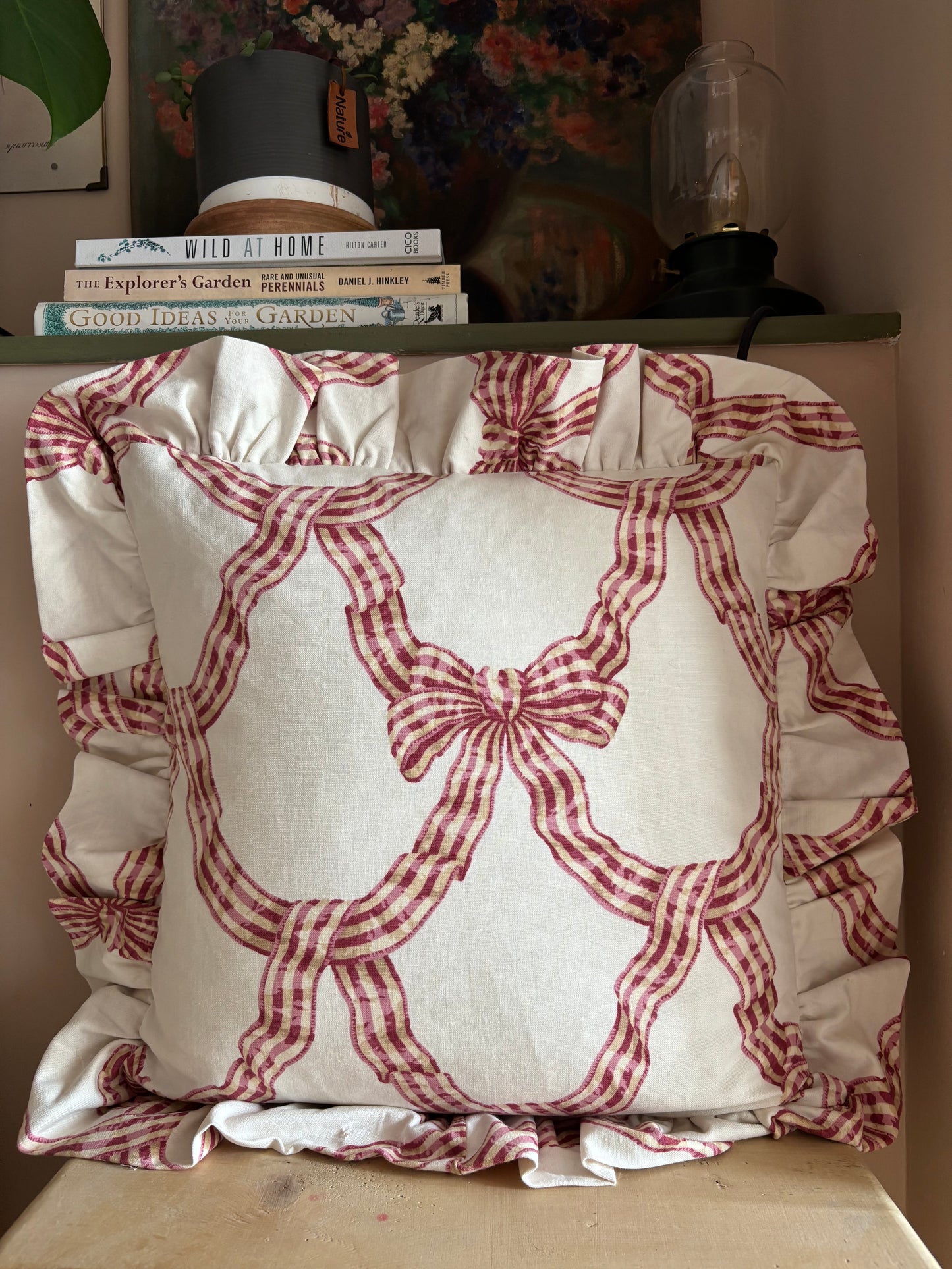 Sanderson bow ruffle cushion