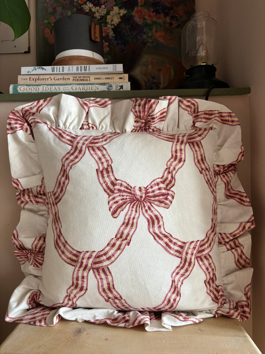 Sanderson bow ruffle cushion
